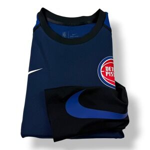 Nike NBA Detroit Pistons Dri-FIT Long Sleeve Shooting Shirt Navy‎ Mens XL 933138